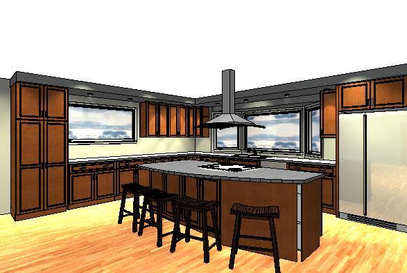 Homeowners Design Center's 3D rendering of an alternative design to the homeowners' original J-shaped design.
